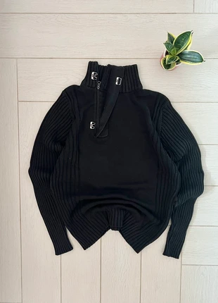 Maglione blu vintage anni 90 a collo alto con zip e fibbie, marca: Vintage Dressing, estado: Muito bom, tamanho: M, €8.90, €10.05 inclui Proteção do Comprador