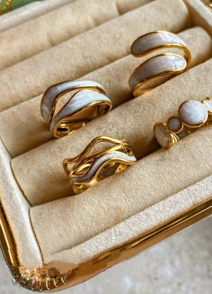 (8€/Stück) Vergoldete Set Ringe aus Edelstahl, größenverstellbar, wasserfest, Chunky, marque: Icrush, état: Très bon état, taille: Ajustable, 26,90 €, 28,95 € Protection acheteurs incluse