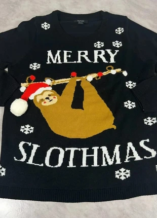 🎅 Pull de Noël “Merry Slothmas” noir – motif paresseux festif – Taille M (Esmara) Code 291, brand: Esmara, condition: Very good, size: M / 38 / 10, €12.00, €13.30 includes Buyer Protection Pro