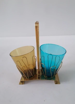 vintage fifties rockabilly glazen in houder zie foto, merk: NO LABEL, staat: Heel goed, € 15,00, € 16,45 inclusief Kopersbescherming