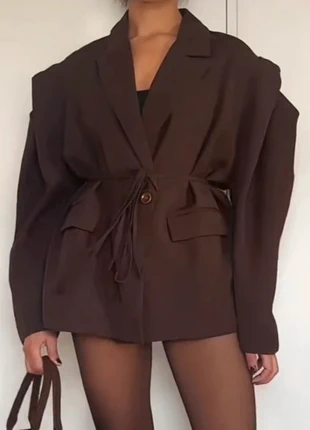 Blazer ceinturé marron - coupe oversize, marque: Boutique indépendante, état: Neuf sans étiquette, taille: M / 38 / 10, 43,00 €, 45,85 € Protection acheteurs incluse