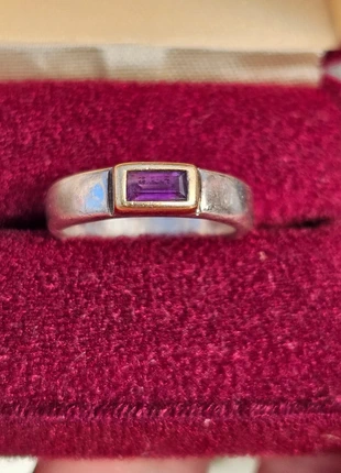 Vintage Solid Sterling Silver & Gold Detail Amethyst Ring – Size P, brand: Silver, condition: Very good, size: 18.1 mm / P½, £37.95, £40.55 includes Buyer Protection