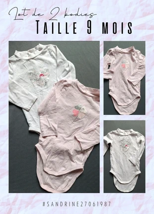 Lot de 2 bodies ML 🦄 Taille 9 mois 🦄 Obaibi, marque: Obaïbi, état: Très bon état, taille: 9-12 mois / 74 cm, 1,50 €, 2,28 € Protection acheteurs incluse