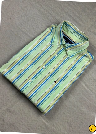 tommy hilfiger chemise décontractée bleu vert rayé bouton dwon col haut taille XXL, marca: Tommy Hilfiger, estado: Muito bom, tamanho: XXL, €15.00, €16.45 inclui Proteção do Comprador