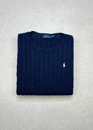 Pull torsadé tressé cable knit Ralph Lauren col rond marine logo brodé old money | Taille L, brand: Ralph Lauren, condition: Very good, size: L / 40 / 12, €65.00, €68.95 includes Buyer Protection