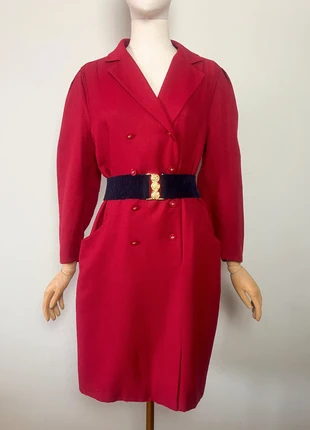 Robe Weinberg Paris Vintage 80s/90s - T. 38/40 - Laine - Col Tailleur Croisé Rouge Grenat, brand: Weinberg Paris, condition: Good, size: M / 38 / 10, €15.00, €16.45 includes Buyer Protection Pro