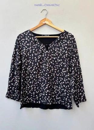 Blouse fluide noire à imprimé floral – Mango Basics – Taille S, marque: Zara, état: Neuf sans étiquette, taille: S / 36 / 8, 6,00 €, 7,00 € Protection acheteurs incluse
