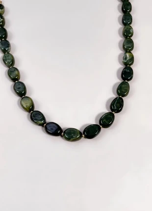 Collier perles effet pierre naturelle – marron ou vert, marque: justnathalie, état: Neuf avec étiquette, 20,00 €, 21,70 € Protection acheteurs incluse