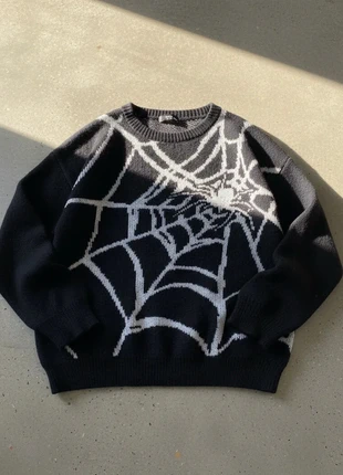 Pull noir motif toile d’araignée – style grunge streetwear oversize, brand: Shadow District, condition: Very good, size: M, €49.90, €53.10 includes Buyer Protection