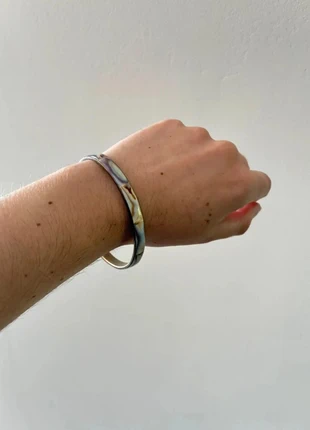 Jonc vintage coquillage marbré bleu brun blanc en rectangule naturelle, marque: Vintage Dressing, état: Très bon état, 12,00 €, 13,30 € Protection acheteurs incluse