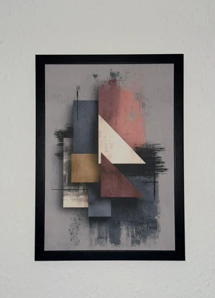 🎨 Geometric Layers Modern Abstract Art Print (A4, 230gsm Matte, Black Frame), brand: Art, condition: New without tags, £15.00, £16.45 includes Buyer Protection