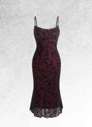 Robe longue moulante - bordeaux floral - S, marque: Boutique Parisienne, état: Neuf sans étiquette, taille: S / 36 / 8, 29,00 €, 31,15 € Protection acheteurs (Pro) incluse