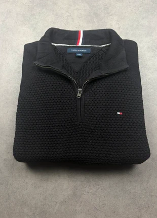 Pull half zip 1/4 zip Tommy Hilfiger noir col camionneur logo brodé - Taille XL, brand: Tommy Hilfiger, condition: Very good, size: XL, €40.00, €42.70 includes Buyer Protection