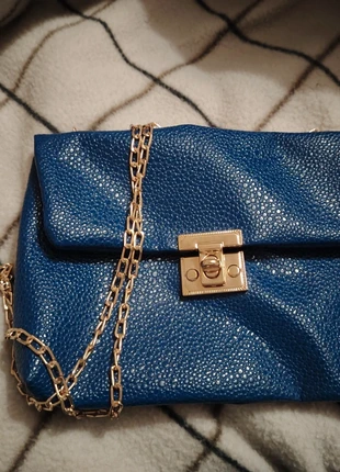 Blue Faux Leather Shoulder Bag with Gold Chain | Never Used | Irish Seller, brand: Source Unknown, condition: New without tags, €4.00, €4.90 includes Buyer Protection