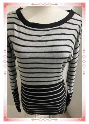 Tee-shirt Camaïeu manches longues col rond crewneck à rayures noir et gris Taille L, marca: Camaïeu, estado: Muito bom, tamanho: L / 40 / 12, €4.90, €5.85 inclui Proteção do Comprador