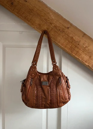 Sac marron style Jin&Pin – effet cuir tressé vintage chic / Y2K soft brown, brand: Jingpin, condition: Very good, €29.90, €32.10 includes Buyer Protection