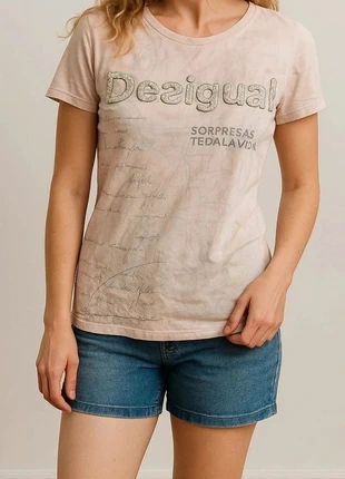 T-shirt Desigual Femme Logo brodé & script, Rose pâle, Taille L – Excellent état, brand: Desigual, condizioni: Ottime, taglia: L / IT 44 / EU 40, €12.83, €14.17 include la Protezione acquisti