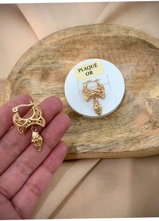 Sublimes boucles d’oreilles orientales en plaqué or 24k, brand: bijouterie fine de créateur, condizioni: Ottime, €54.00, €57.40 include la Protezione acquisti