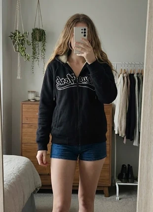 Veste Zip Hoodie Noire Fourrée Sherpa Unisexe Style Vintage Streetwear, brand: pull à capuche, condition: Very good, size: M, €37.00, €39.55 includes Buyer Protection