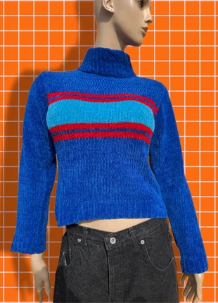 Pull court vintage 90s bleu électrique maille fluffy - Taille 38/40, marque: Clockhouse, état: Très bon état, taille: L / 40 / 12, 19,00 €, 20,65 € Protection acheteurs incluse