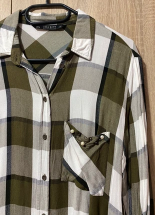 Camisa a cuadros blanca y verde militar zara mujer / Chemise à carreaux blanche vert femme Zara, merk: Zara, staat: Nieuw zonder prijskaartje, maat: L / 40 / 12, € 2,50, € 3,33 inclusief Kopersbescherming