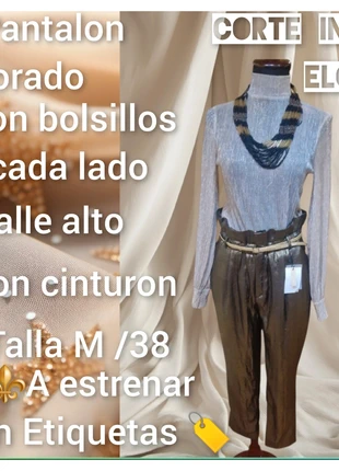 Pantalon dorado, marque: Elogy, état: Neuf avec étiquette, taille: M / 38 / 10, 20,00 €, 21,70 € Protection acheteurs incluse