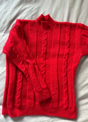 Pull rouge tricoté main torsade vintage, brand: Vintage, condition: Very good, size: S / 36 / 8, €15.00, €16.45 includes Buyer Protection