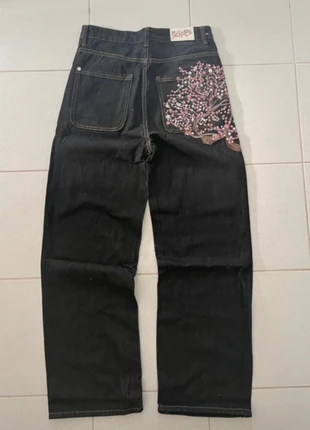 Jean Unisexe Baggy Brodé Cerisier | Denim Brut | Taille M | Y2K Vintage Oversize, brand: y2k, condition: New without tags, size: M, €44.00, €46.90 includes Buyer Protection
