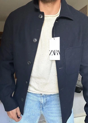 sobrecamisa blazer paño azul marino zara hombre aesthetic elegant coquette, marca: Zara, estado: Nuevo con etiquetas, tamaño: S, 35,00 €, 37,45 € Protección al comprador incluida