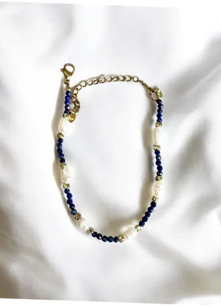 Bracelet pierres bleu & perles d’eau douce, brand: atelier balo, condition: Very good, €10.00, €11.20 includes Buyer Protection Pro