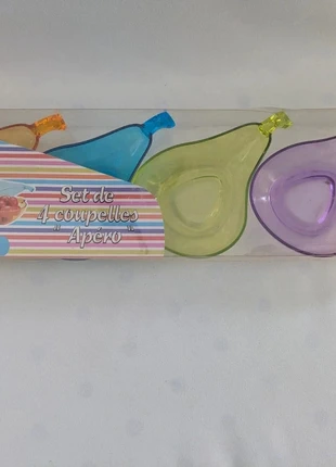 Lot de 4 coupelles apéro en forme de poire – plastique coloré, neuf, estado: Novo sem etiquetas, €2.00, €2.80 inclui Proteção do Comprador Pro