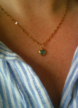 Le petit coeur bleu ciel 🌟 turquoise 🌟 amour 🌟 collier acier inoxydable réglable doré, brand: acier inoxydable, condition: Very good, €8.00, €9.10 includes Buyer Protection Pro