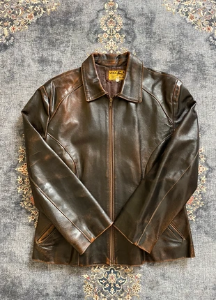 Veste en cuir véritable vieilli vintage femme, état: Très bon état, taille: L / 40 / 12, 62,90 €, 66,75 € Protection acheteurs (Pro) incluse