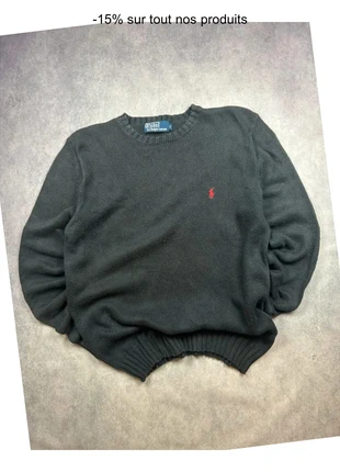 Pull en coton Ralph Lauren noir – Logo rouge – Taille S – Homme, marca: Ralph Lauren, estado: Muito bom, tamanho: S, €24.90, €26.85 inclui Proteção do Comprador Pro