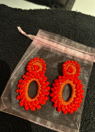 Oranje kralen oorbellen, staat: Nieuw zonder prijskaartje, € 5,00, € 5,95 inclusief Kopersbescherming