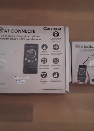 Ensemble thermostat connecté et sa box domotique neuf, marque: Carrera, état: Neuf avec étiquette, 25,00 €, 26,95 € Protection acheteurs incluse
