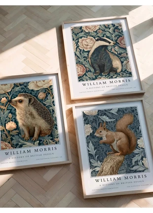 Set of 3 William Morris Wildlife A3 Wall Art Prints Posters | Hedgehog Squirrel Badger, brand: William Morris, condition: New with tags, £13.00, £14.35 includes Buyer Protection