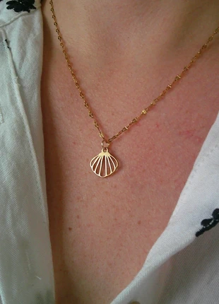 Le beau coquillage 🌟 collier acier inoxydable réglable ajustable doré, marque: acier inoxydable, état: Très bon état, 8,00 €, 9,10 € Protection acheteurs (Pro) incluse