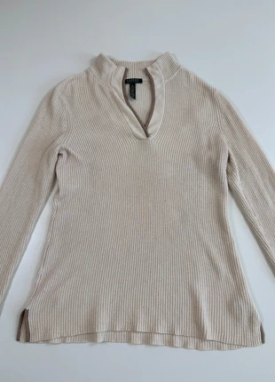 Pull col V beige détail suédine – Lauren Ralph Lauren – Taille XL, marke: Ralph Lauren, zustand: Sehr gut, größe: XL / 42 / 14, 15,00 €, 16,45 € beinhaltet Vinted-Käuferschutz Pro