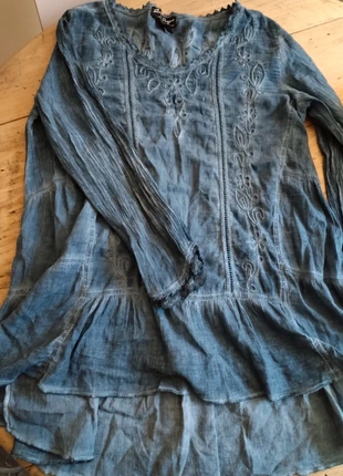 Tunique longue bleue jean femme, marque: gretty zueger, état: Neuf sans étiquette, taille: L / 40 / 12, 6,00 €, 7,00 € Protection acheteurs incluse