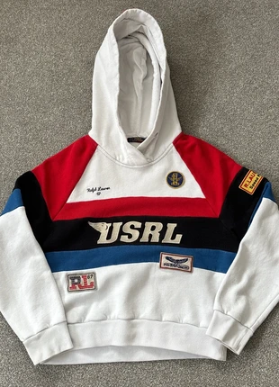 Polo Ralph Lauren Cropped Hoodie USRL Racing Jumper Medium, brand: Polo Ralph Lauren, condition: Good, size: M / 10, £45.00, £47.95 includes Buyer Protection Pro