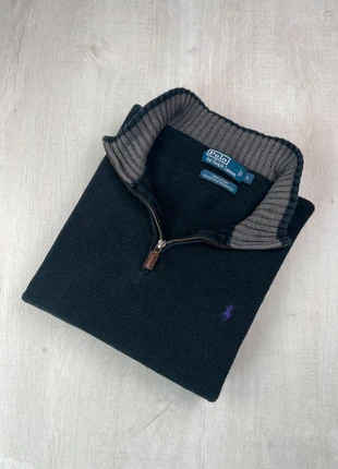 Pull Ralph Lauren noir col zippé coton logo violet brodé L homme old money, brand: Ralph Lauren, condition: Very good, size: L, €69.00, €73.15 includes Buyer Protection Pro