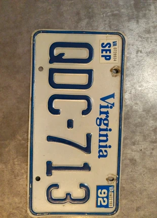 Plaque d'immatriculation Virginia 1992, brand: NO LABEL, condizioni: Ottime, €10.00, €11.20 include la Protezione acquisti