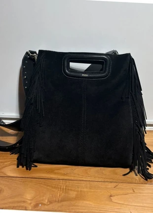 Sac à Main Maje Modèle M Suède a Franges en Daim Noir Bandoulière en Cuir Noir, marke: Maje, zustand: Gut, 89,00 €, 94,15 € inklusive Vinted-Käuferschutz