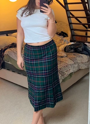 Tartan vintage wool long midi skirt mermaid, merk: Vintage, staat: Heel goed, maat: M / 38 / 10, € 20,00, € 21,70 inclusief Kopersbescherming