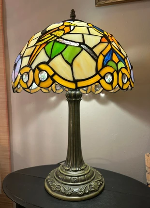 Tafellamp glas in lood Tiffany stijl met 4 Libelles art nouveau stijl, merk: Art, staat: Nieuw zonder prijskaartje, € 135,00, € 142,45 inclusief Kopersbescherming Pro