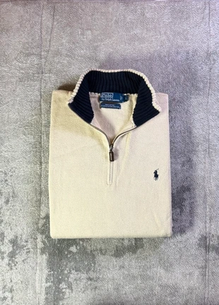 1/4 Zip | Half Zip col camionneur Ralph Lauren - Taille L - 100% coton - Beige logo bleu °, marque: Ralph Lauren, état: Très bon état, taille: L, 55,00 €, 58,45 € Protection acheteurs incluse