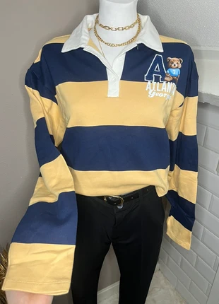 Pastel Yellow Navy Cotton Collar Sweatshirt by Bershka for Woman Size S, marque: Bershka, état: Très bon état, taille: S / 36 / 8, 19,99 €, 21,69 € Protection acheteurs incluse