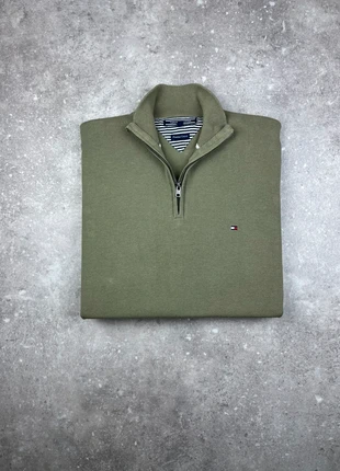 Pull Half-zip 1/4 Zip Col Camionneur Tommy Hilfiger Taille M Homme Vert Logo Brodé Coton #T113, brand: Tommy Hilfiger, condition: Very good, size: M, €39.00, €41.65 includes Buyer Protection Pro
