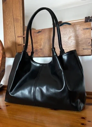 Vintage Style Black Vegan Leather Shoulder Tote Bag, brand: Black Tote Bag, condition: New without tags, £14.00, £15.40 includes Buyer Protection Pro